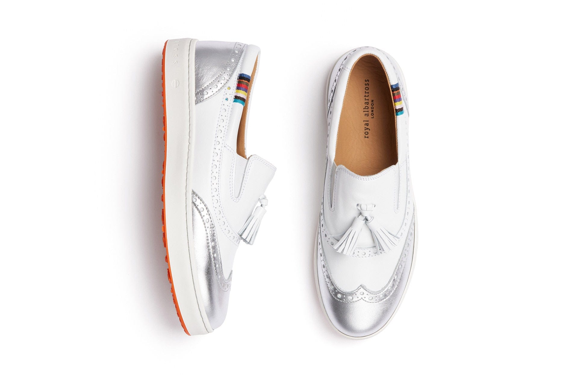 Women's Spikeless Golf Shoe | Slip On Loafer - Silver | Royal Albartross Grace Silver