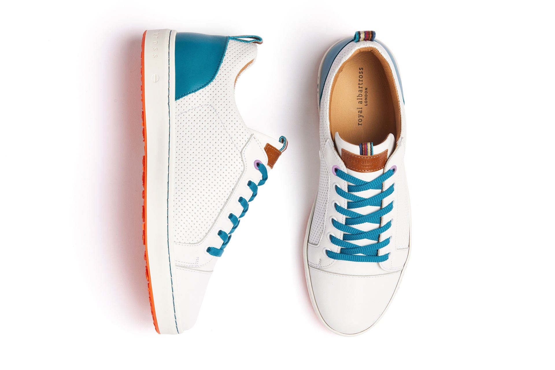 Amalfi White & Teal | Women's golf sneaker | Royal Albartross Amalfi White/Teal