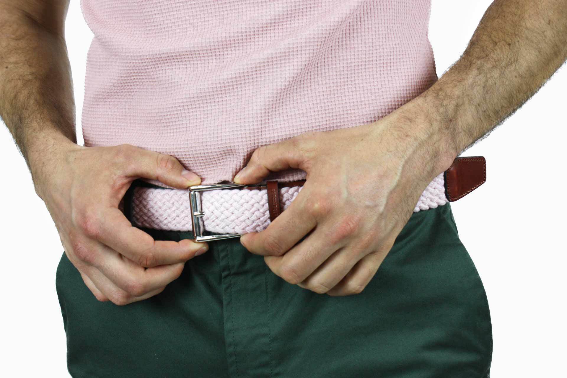 Men's Woven Golf Belt | Easy Fit & Stylish - Pink | Royal Albartross Balzo Miami