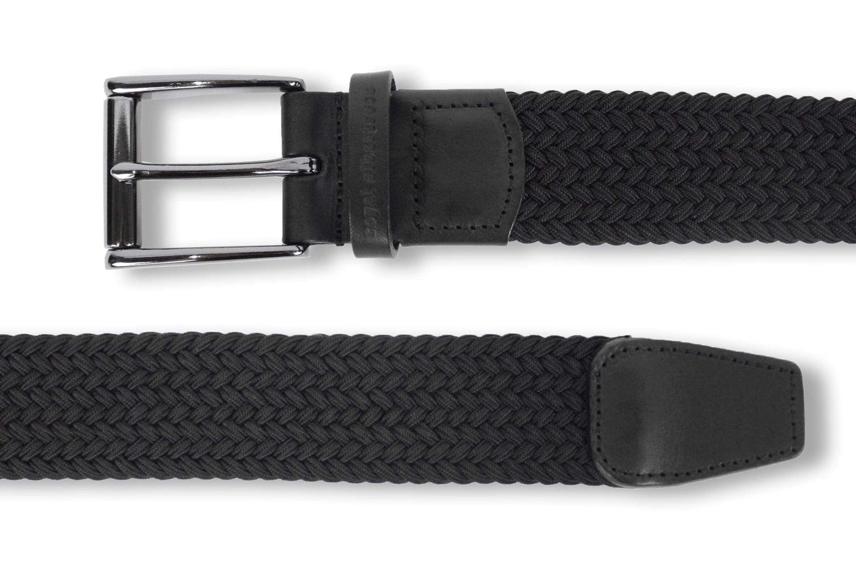 Men's Woven Belt | Easy Fit Black Golf Webbing | Royal Albartross Balzo Black