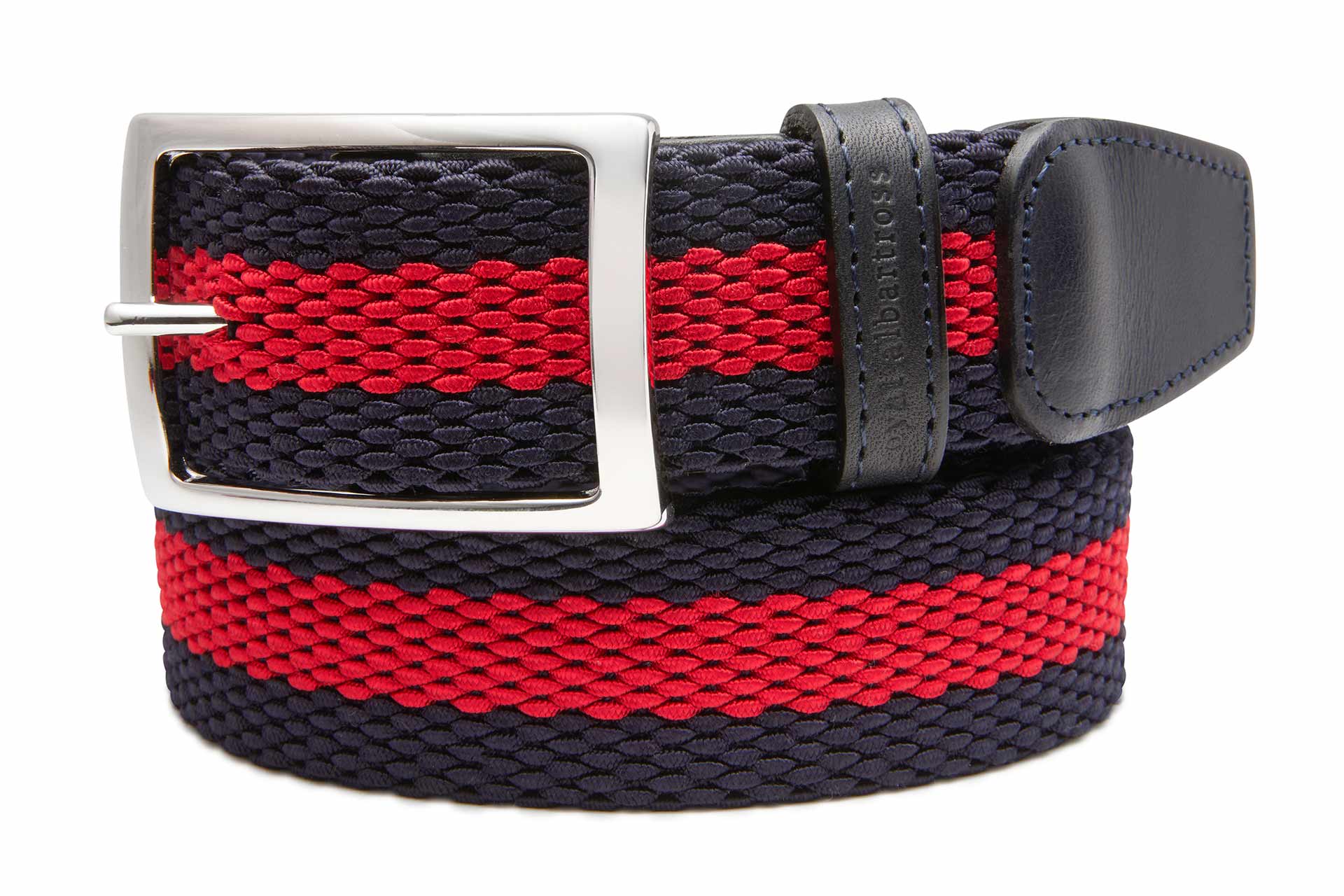 Men's Woven Golf Belt, Oxford Navy/Red