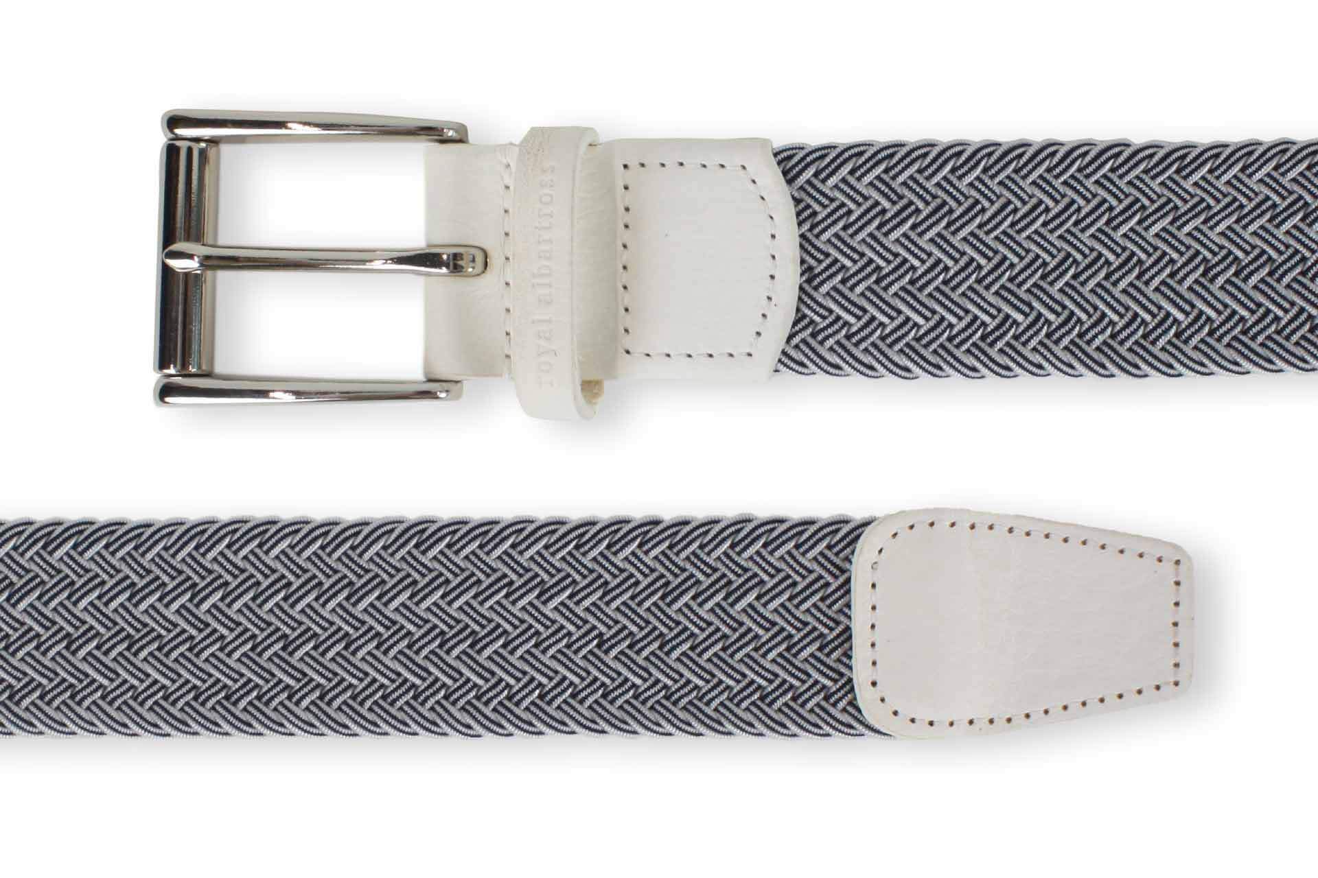 Men's Woven Golf Belt | Easy Fit & Stylish - White | Royal Albartross Balzo White/Navy