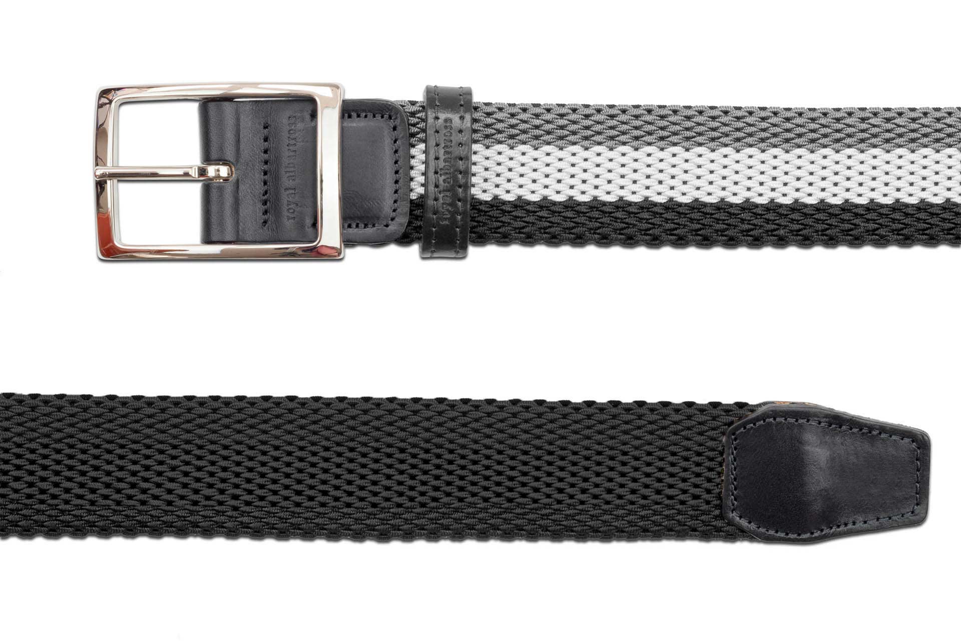 Men's Reversible Woven Belt | Gray, White & Black | Royal Albartross Ryder Black