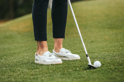 Women's Spikeless Golf Shoe | Slip On Loafer - Silver | Royal Albartross