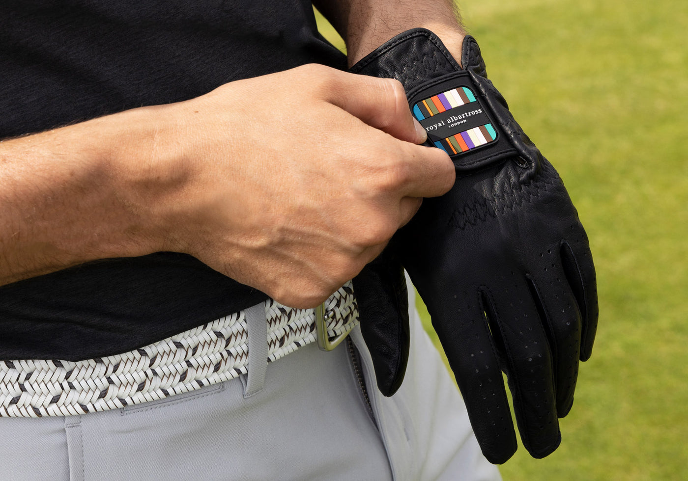 Men's Leather Golf Glove | Black Cabretta Leather | Royal Albartross