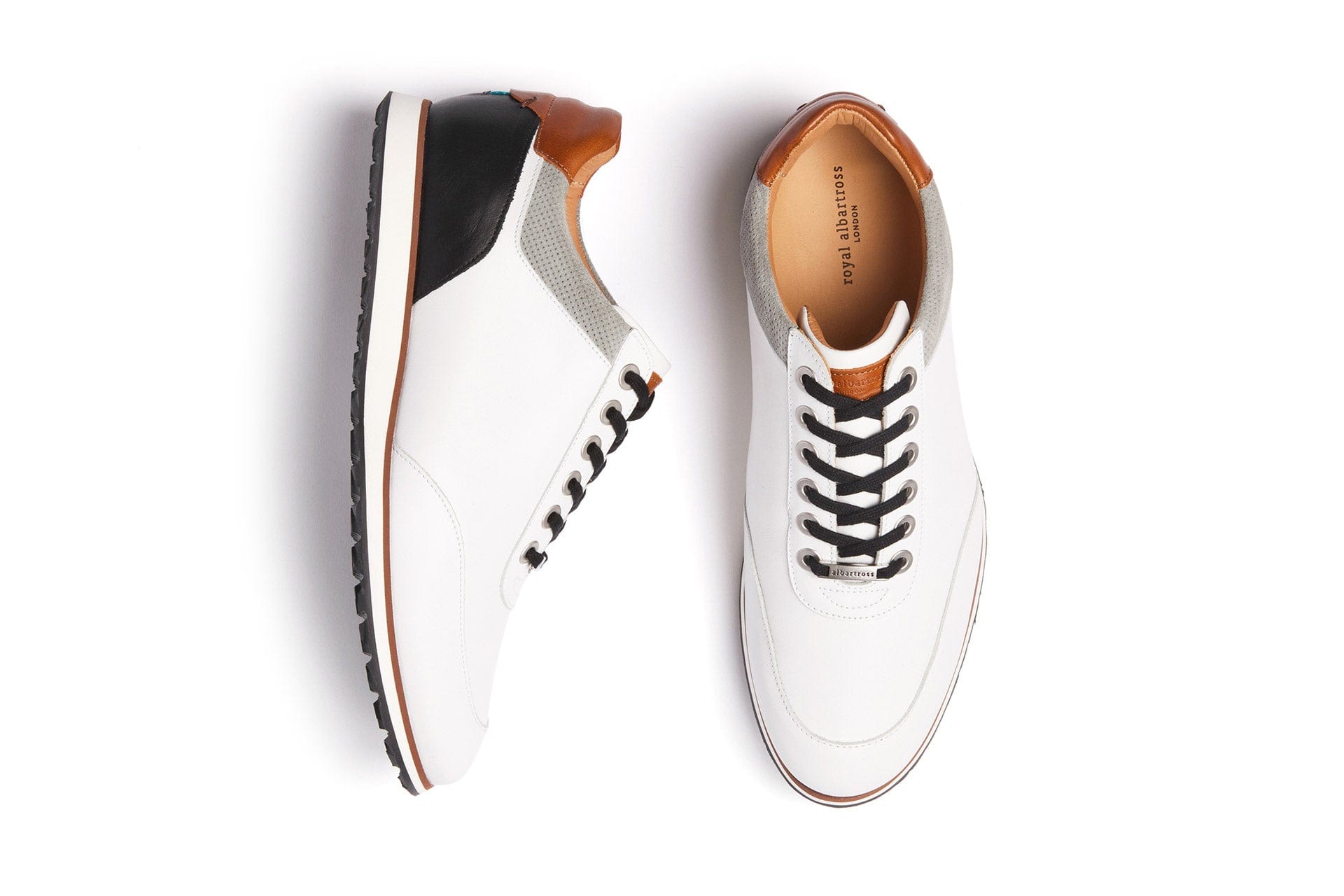 Richmond White/Mocha | Men's Hybrid Golf Shoe | Royal Albartross Richmond White/Mocha