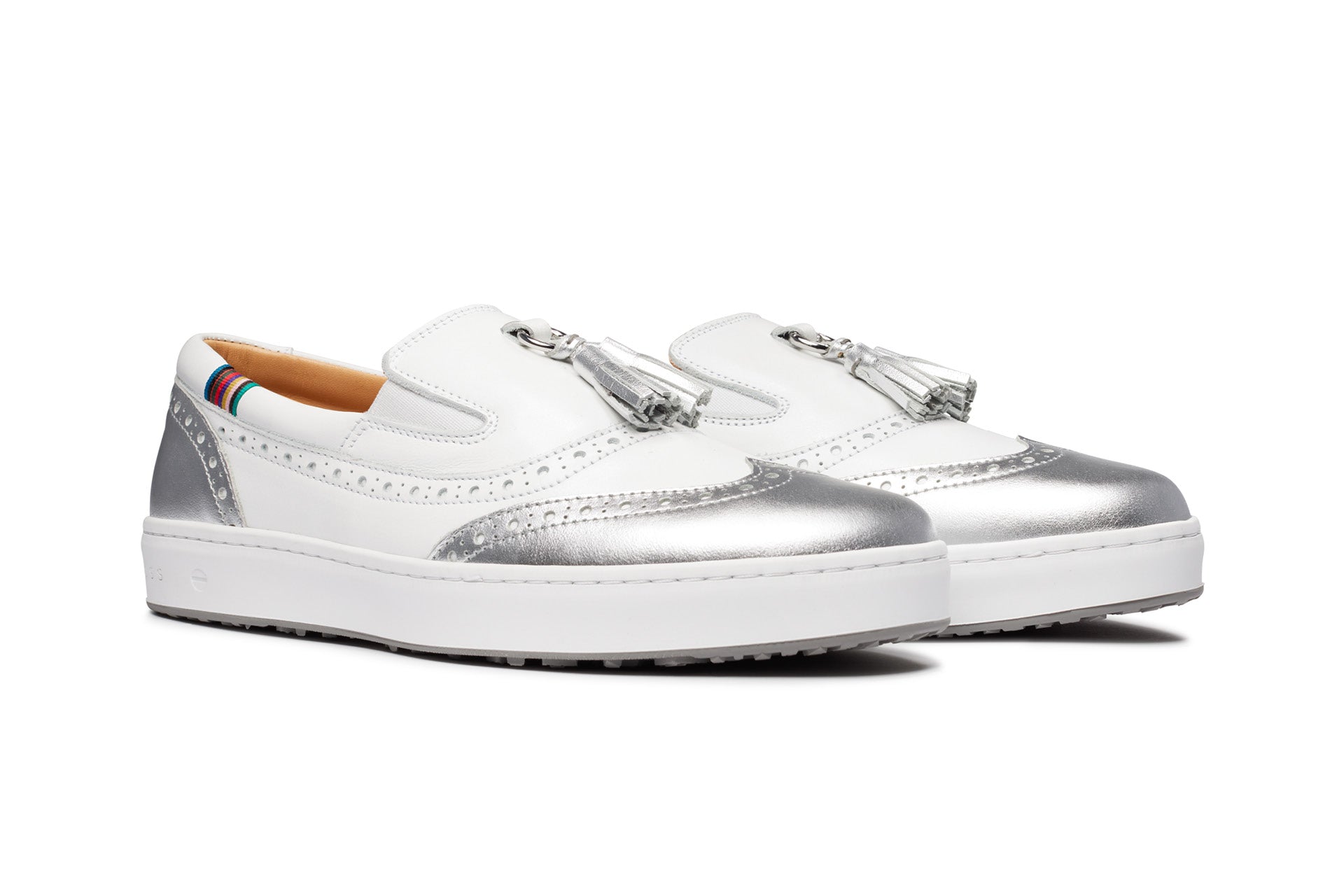 Grace White/Silver | Women's Golf Slip on Shoe | Royal Albartross Grace White/Silver
