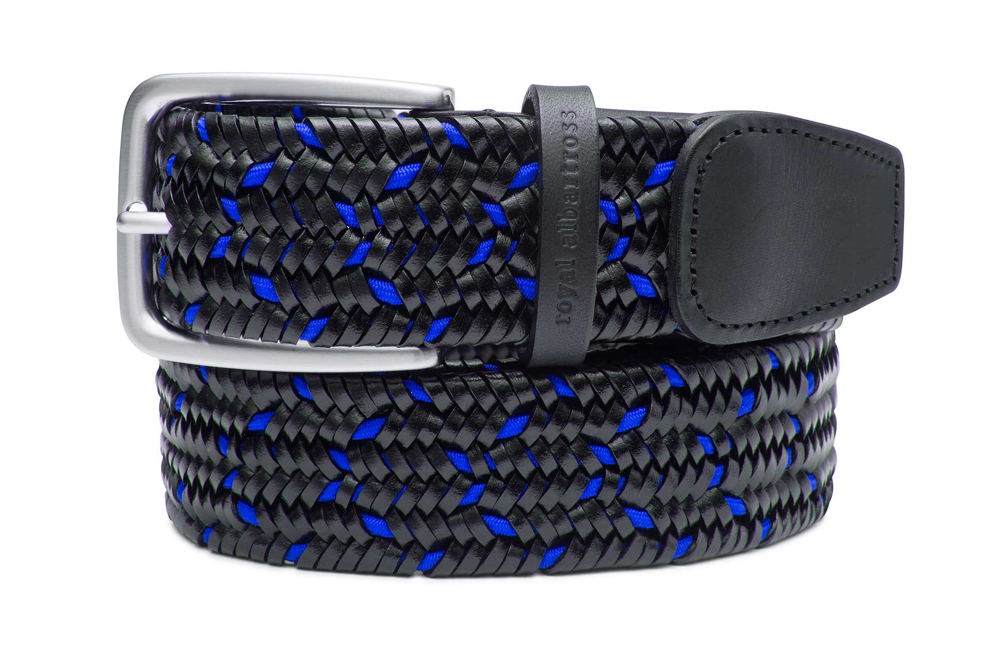 Men's Woven Leather Belt | Camden Navy/Blue | Royal Albartross Camden Navy/Blue