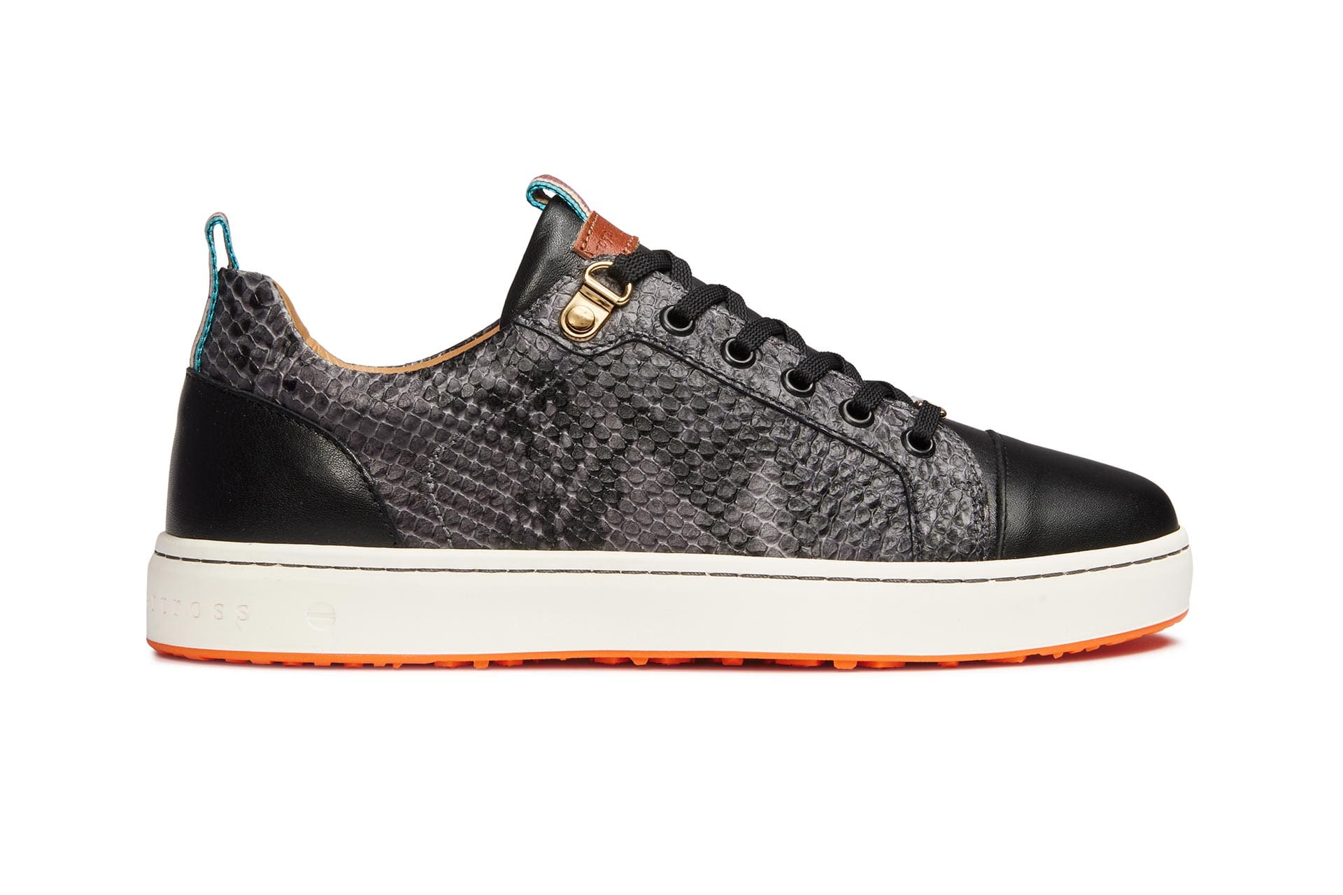 Women's Fashionable Golf Shoe | Black Faux Python | Royal Albartross Sahara Black