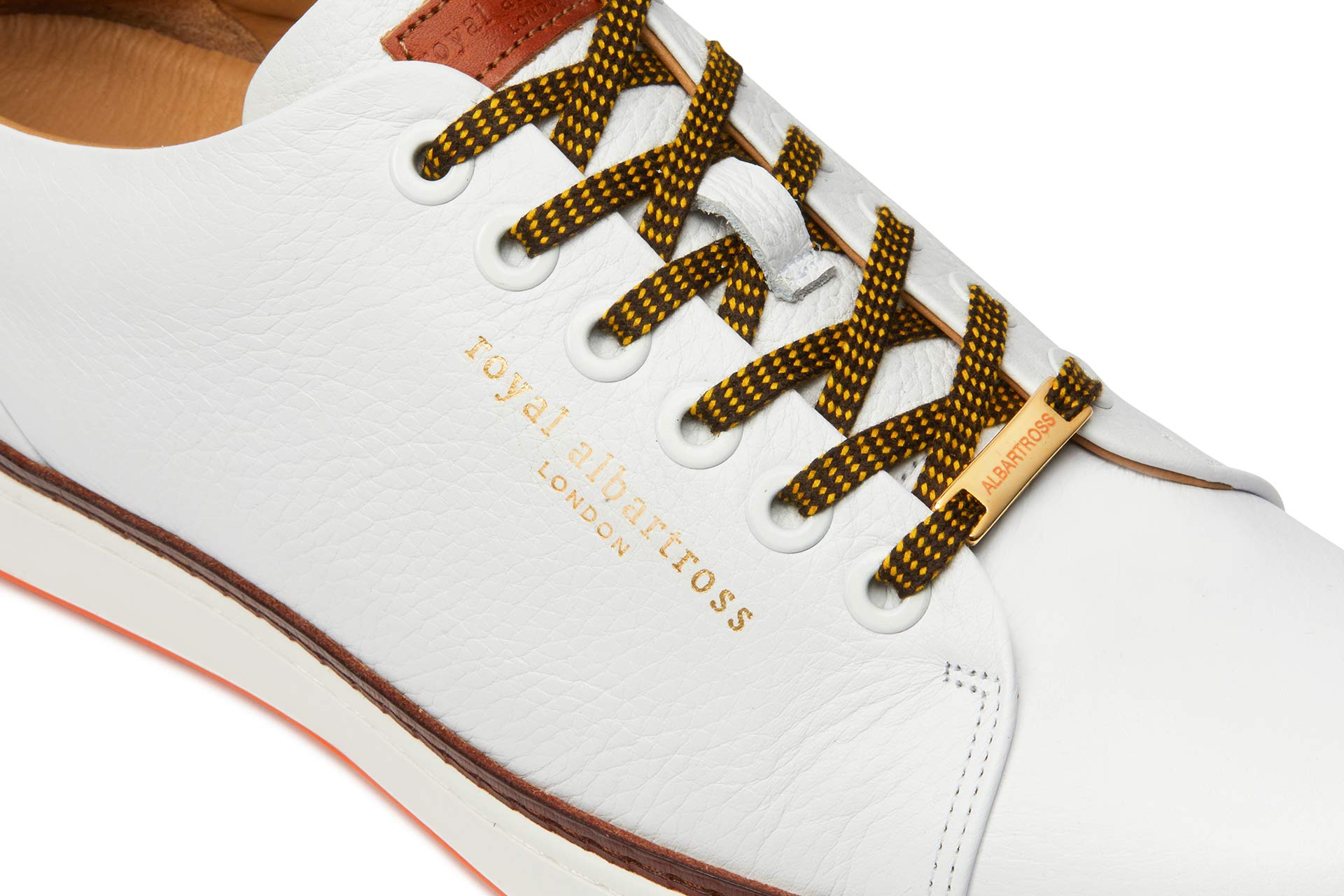 Men's Spikeless Golf Shoe | Pontiac White Leather | Royal Albartross Pontiac White