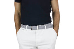Men's Woven Golf Belt | Easy Fit & Stylish - White | Royal Albartross Balzo White/Navy