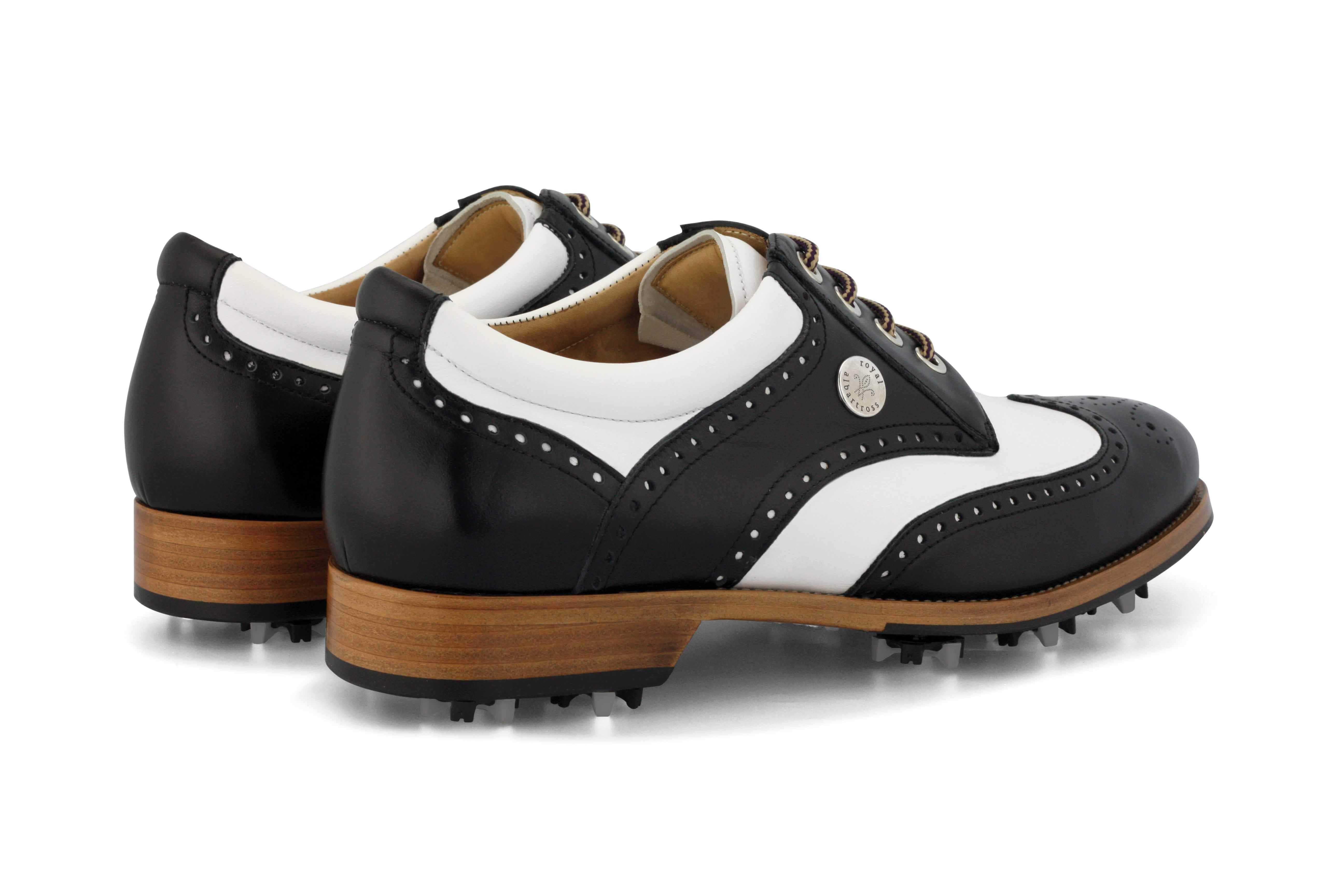 Men's Spiked Golf Shoe | Cleated White & Black | Royal Albartross Squire